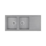 Inset Tegranite sink with two bowls and one drainer Grey | Teka