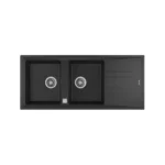 Inset Tegranite sink with two bowls and one drainer | Teka